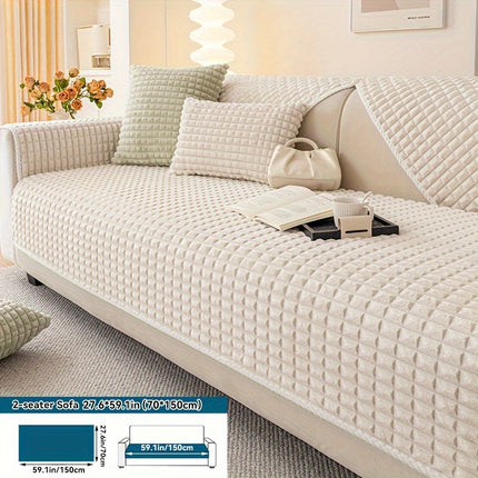 Plaid Plush Sofa Cover - Warm, Soft, Pet-Friendly Protector