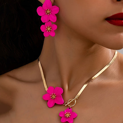 Elegant Flower Pendant Jewelry Set