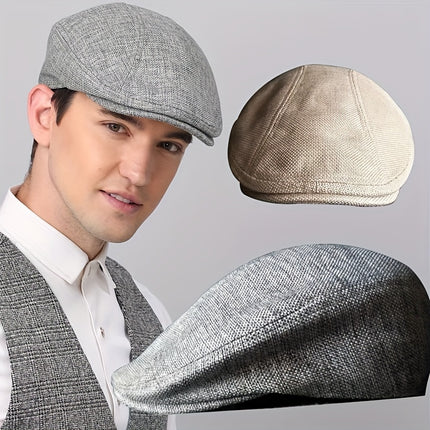 Striped Gray & Beige Lightweight Beret