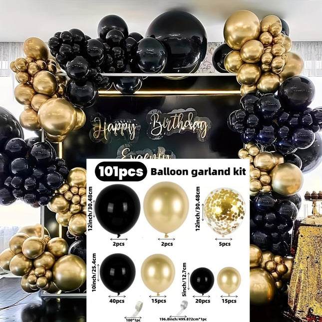 101pcs Black & Gold Balloon Garland Kit – Perfect for Events