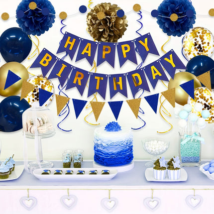 34pcs Nautical Blue & Silvery Birthday Party Kit