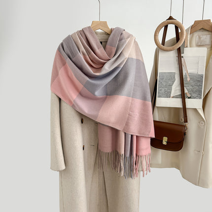 Cozy Plaid Tassel Cashmere Scarf