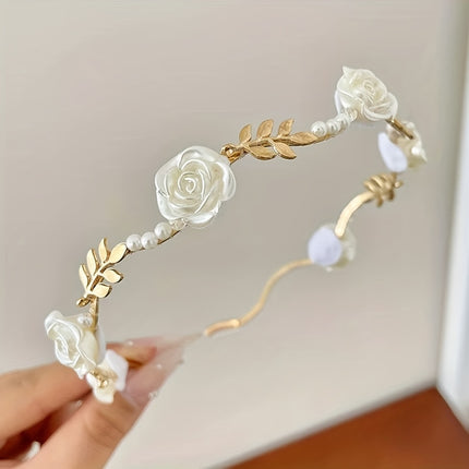 Rose Faux Pearl Hair Hoop
