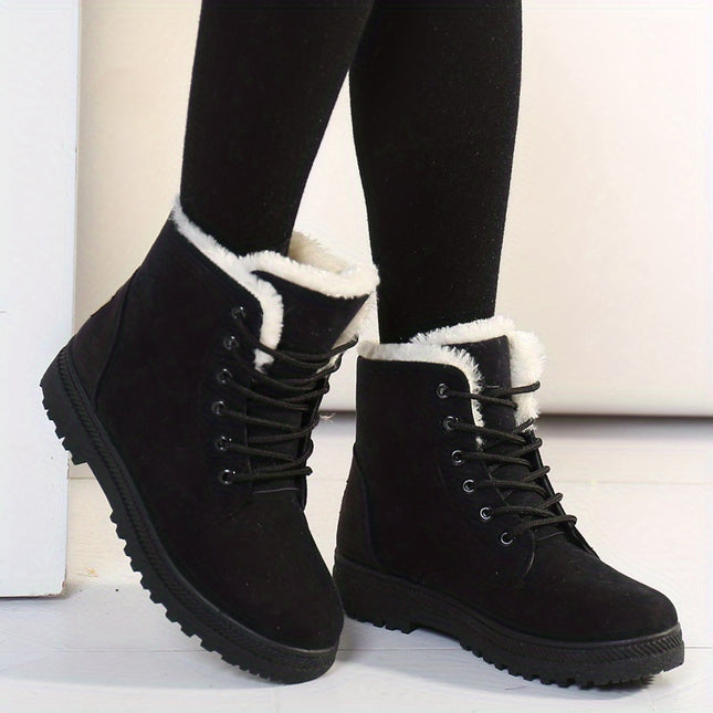 Warm Faux Fur Lace-Up Boots