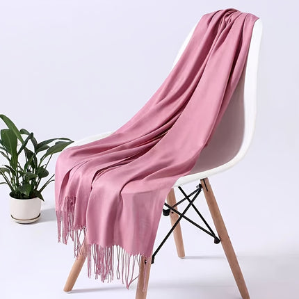 Elegant Plain Color Tassel Scarf