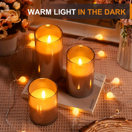 Luxurious Gray LED Candle Lights - Flickering Flame Effect