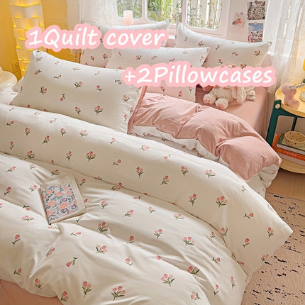 Floral 3-Piece Quilt Cover Set - All-Season Comfort