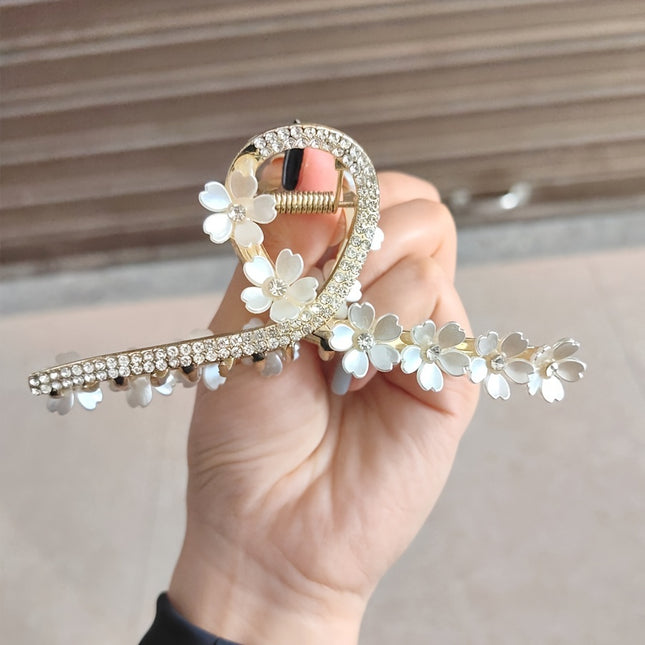 Elegant Rhinestone Camellia Hair Clip