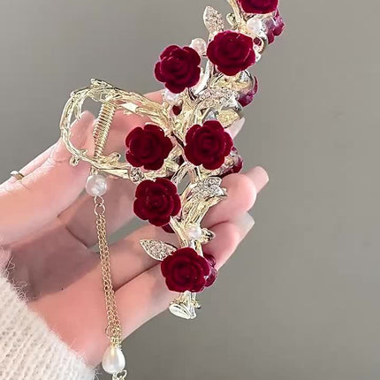 Vintage Rose Tassel Hair Claw