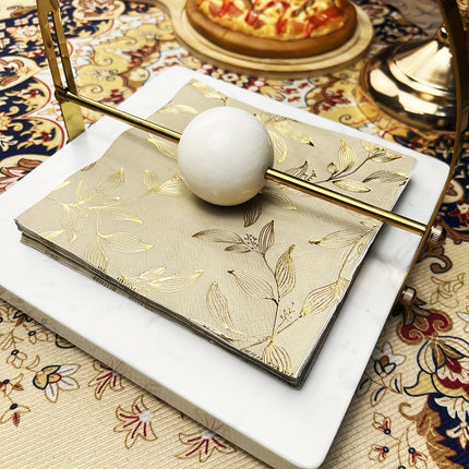20pcs Golden Leaf Pattern Square Paper Napkins