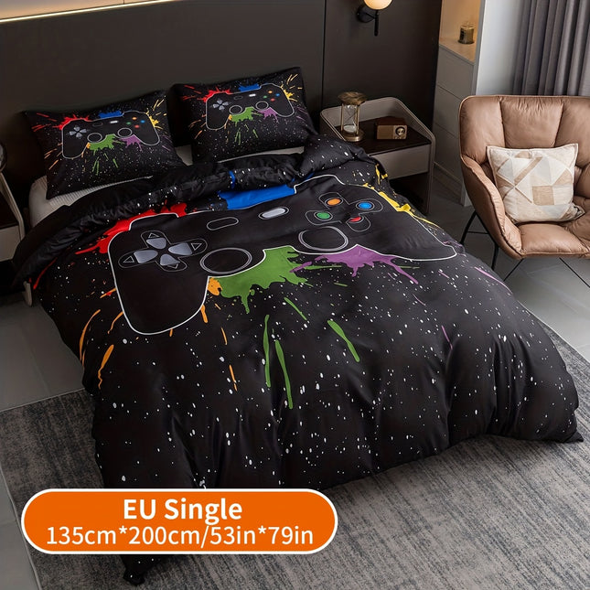 3pcs Gamer Duvet Cover Set - Gamepad Print Bedding