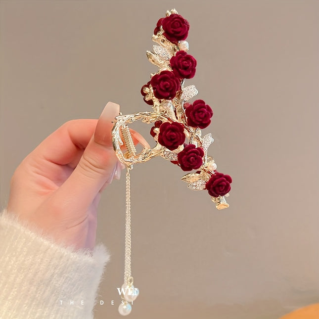 Vintage Rose Tassel Hair Claw