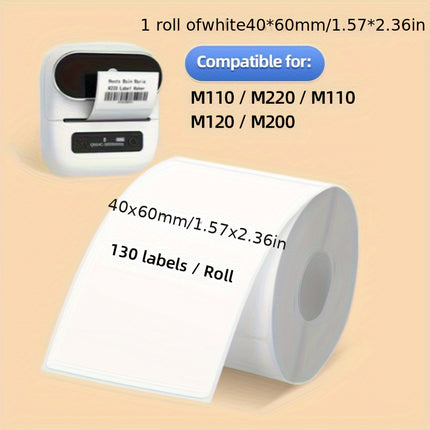 White Square Thermal Label Rolls
