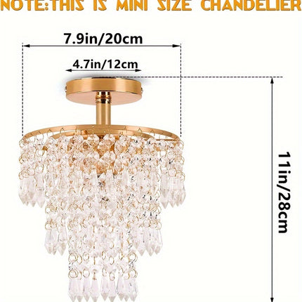 Modern Mini Crystal Chandelier - 3-Tier Raindrop Design