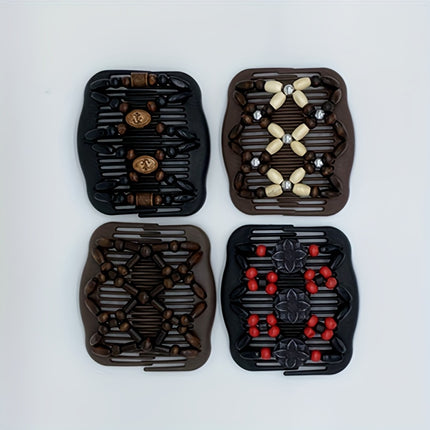 Wooden Beaded Double Hair Comb