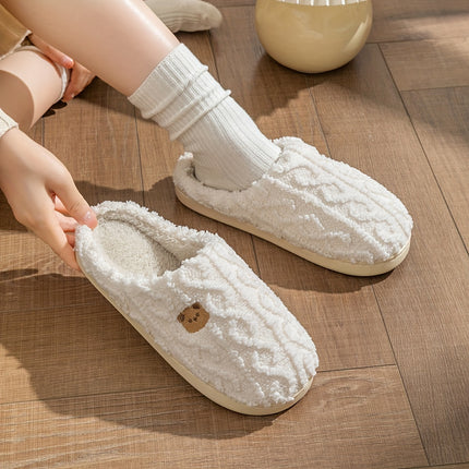 Cozy Striped Bear Print Slippers
