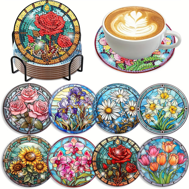 8pcs DIY Diamond Art Coaster Set