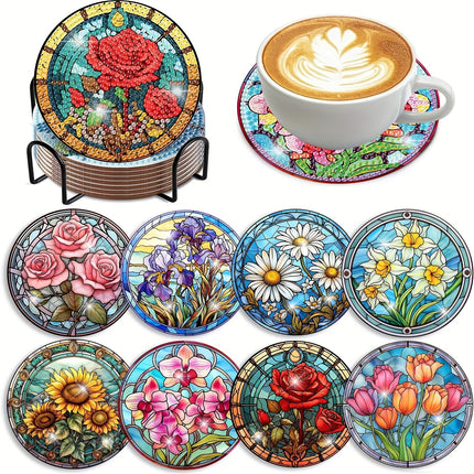 8pcs DIY Diamond Art Coaster Set