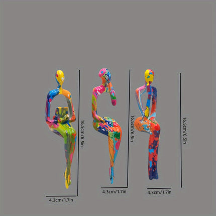 Abstract Sitting Figures Set – Artistic Home Décor Statues - Monti Bargains