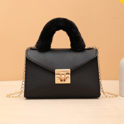 Faux Leather Crossbody Bag with Plush Handle