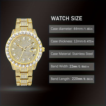 Luxury Men's Diamond Hip-Hop Watch