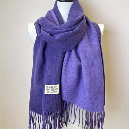 Double-Sided Two-Color Tassel Scarf