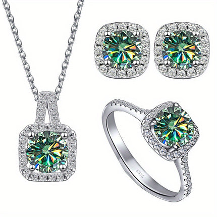 Moissanite 925 Sterling Silver Jewelry Set