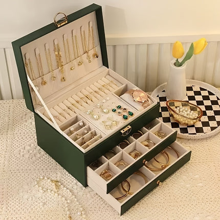 Elegant 3-Tier Jewelry Organizer Box - Luxe Storage Solution