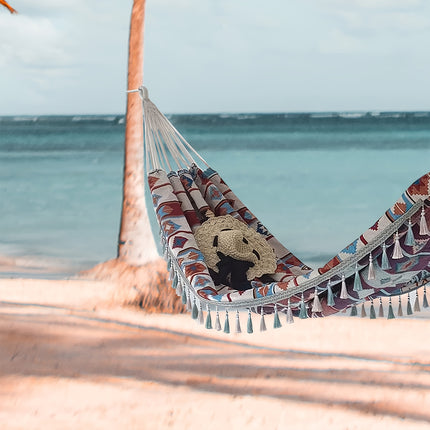 Bohemian Canvas Hammock – Vibrant Swing for Patio & Garden