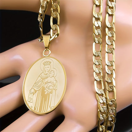 V18K Gold Plated Virgin Mary Pendant Necklace