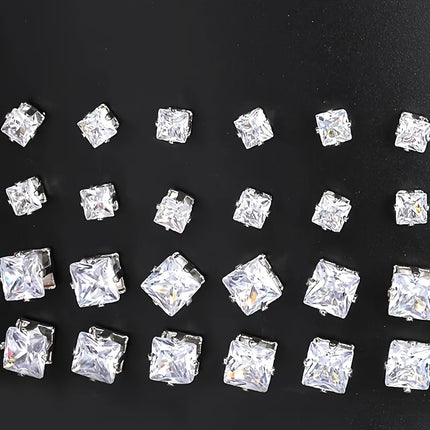Elegant Square Zirconia Stud Earrings