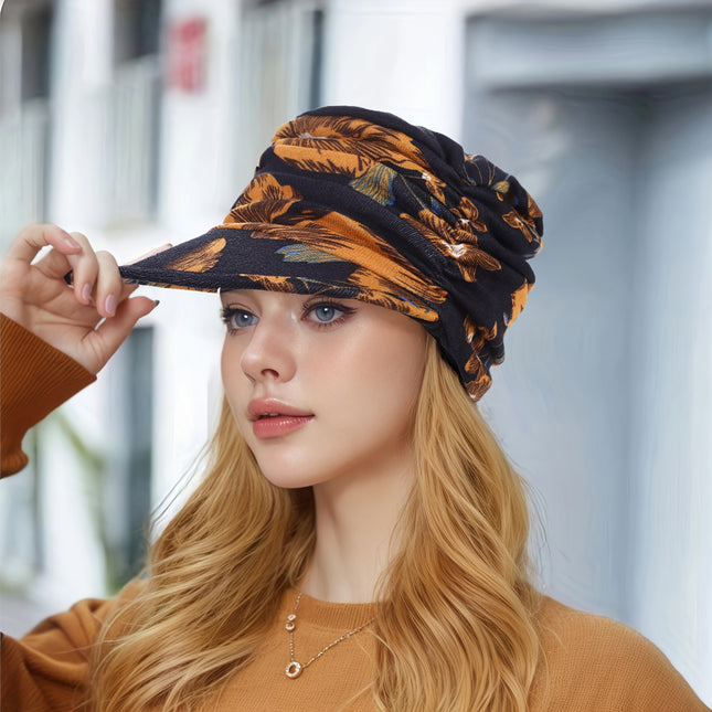 Vintage Flower Print Newsboy Hat