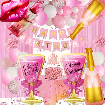 Champagne Lipstick Wine Glass Foil Balloons – Party Fun