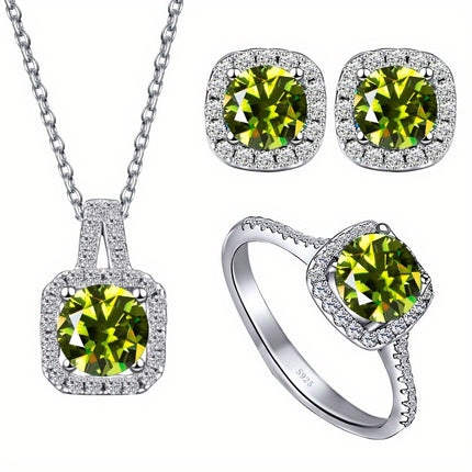 Moissanite 925 Sterling Silver Jewelry Set