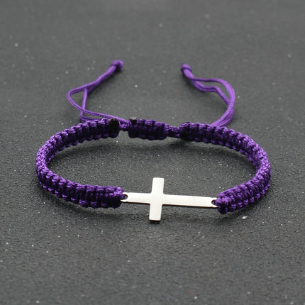 Men's Braided Stainless Steel Cross Bracelet