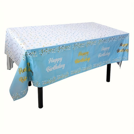 Happy Birthday Blue Aluminum Foil Tablecloth