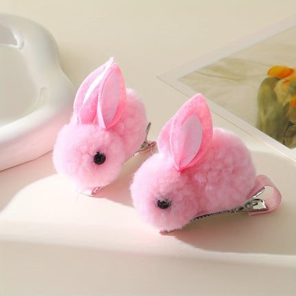 2pcs Plush Rabbit Hair Clips for Girls