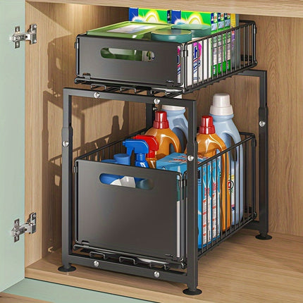 2-Tier Under Sink Organizer with Pull-Out Metal Drawers