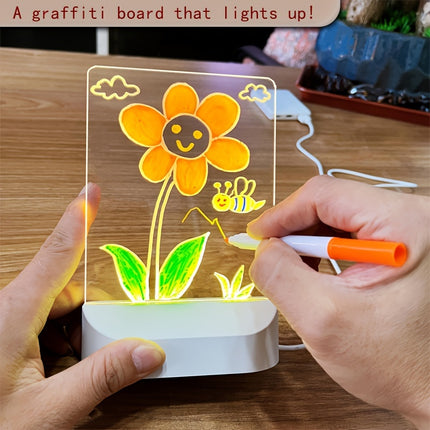 Glow-In-The-Dark LED Memo Board with 7 Pens