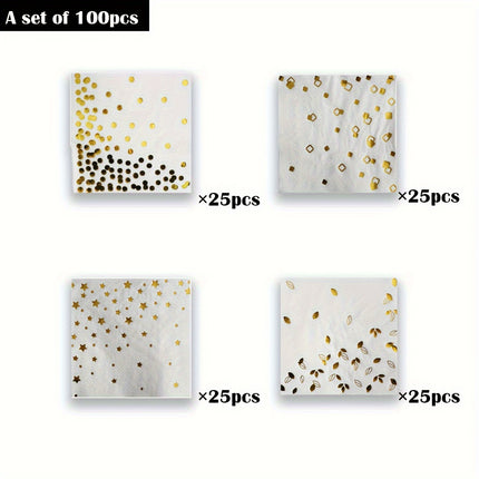 100pcs White/Black Hot Stamping Theme Party Napkins