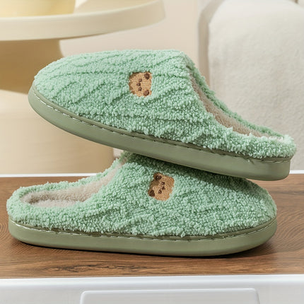 Cozy Striped Bear Print Slippers