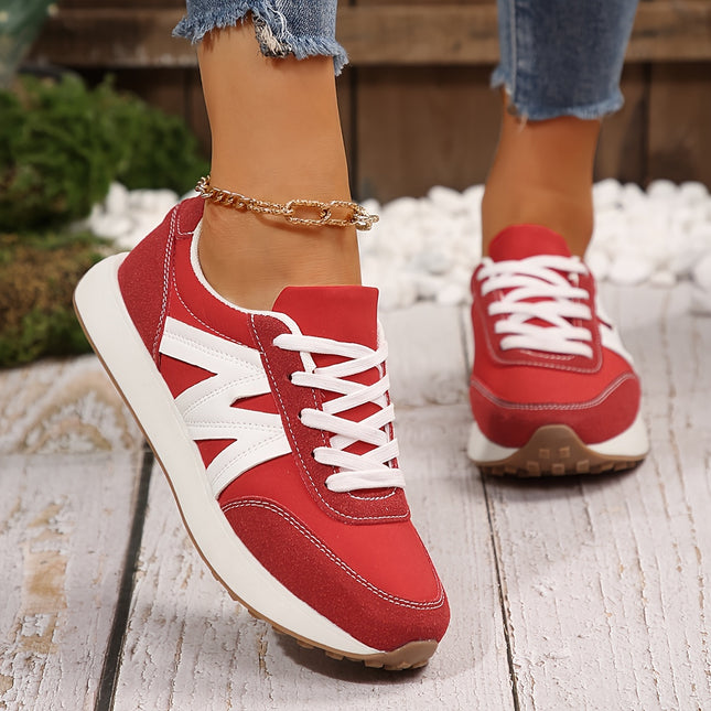 Trendy Red Platform Sneakers