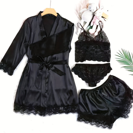 Elegant Satin Lace Lounge Set