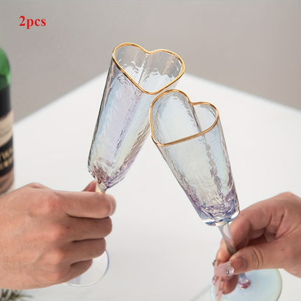Elegant 5.54oz Champagne Flute with Gold-Plated Heart Design
