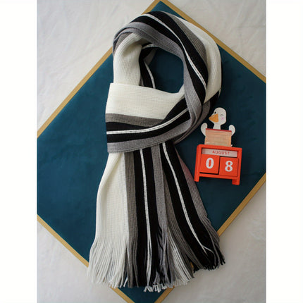 Men’s Striped Tassel Acrylic Scarf
