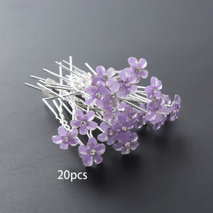 20pcs Rhinestone Flower U Hairpins