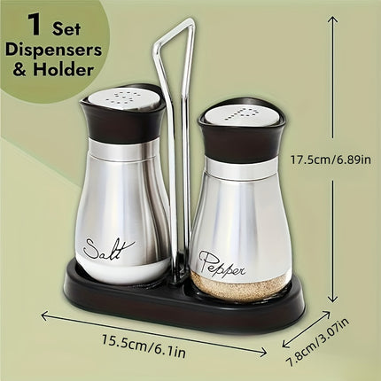 Stainless Steel & Glass Salt & Pepper Set