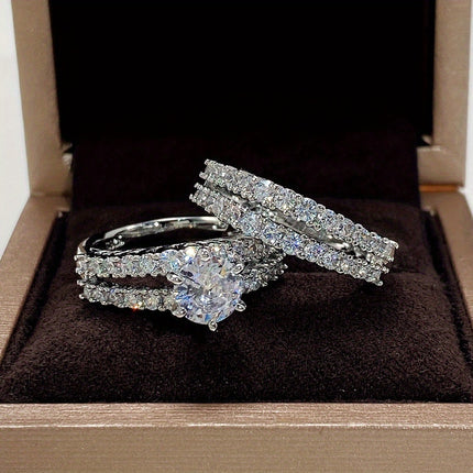 2pcs Bridal Wedding Rings Set