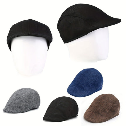 Striped Gray & Beige Lightweight Beret