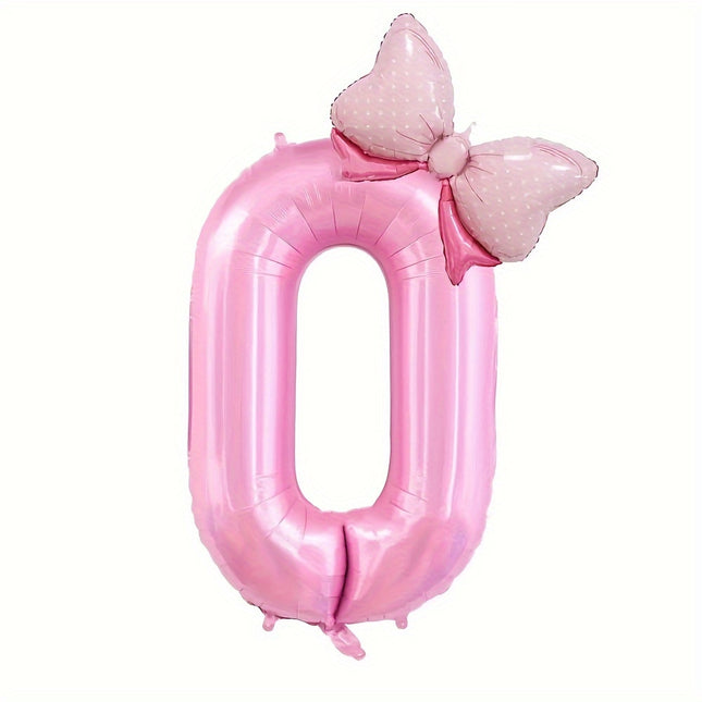 Pink Number Balloon with Adorable Bow